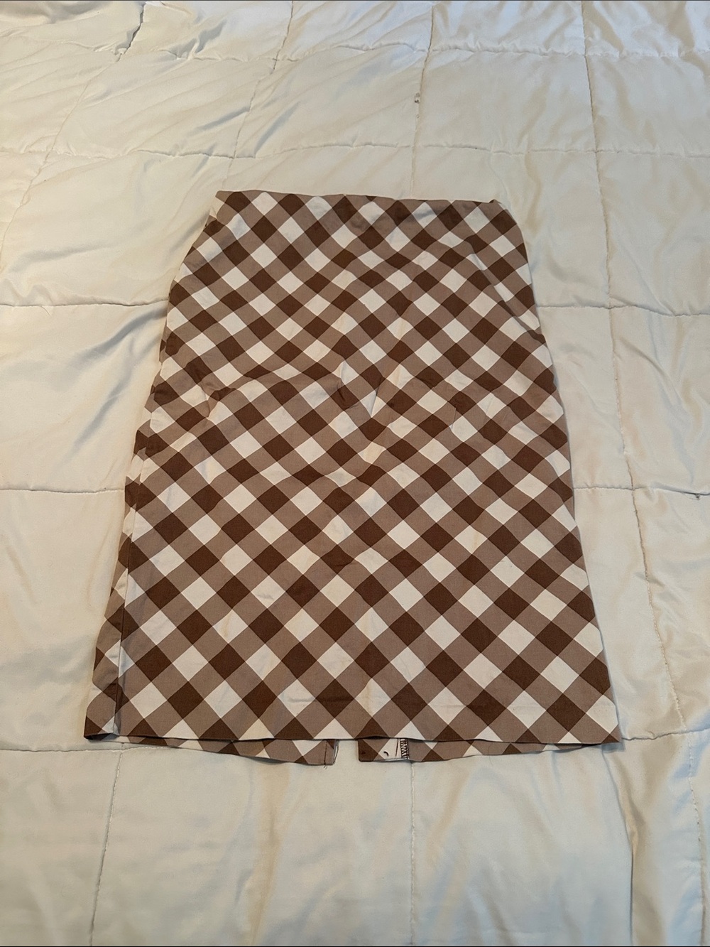 Tan/Cream Gingham EXCELLENT condition NewYork & Co Pencil  Skirt